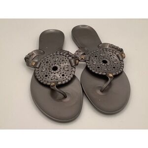 Jack Rogers Jelly Thong Sandals Gray Embellished‎ Flip Flops Women's Size 8